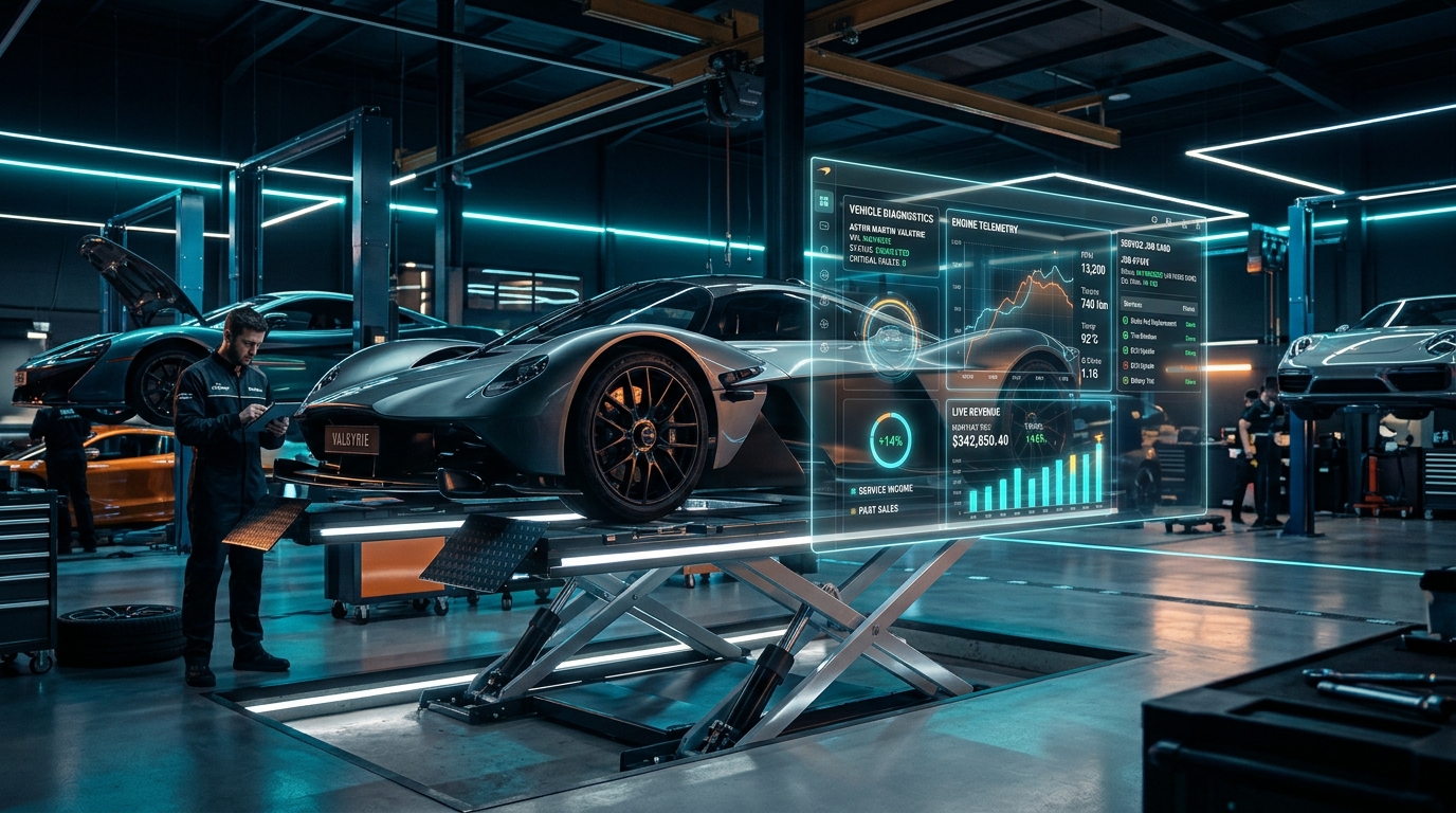 Z AutoFlow High-Tech Workshop Dashboard Mockup